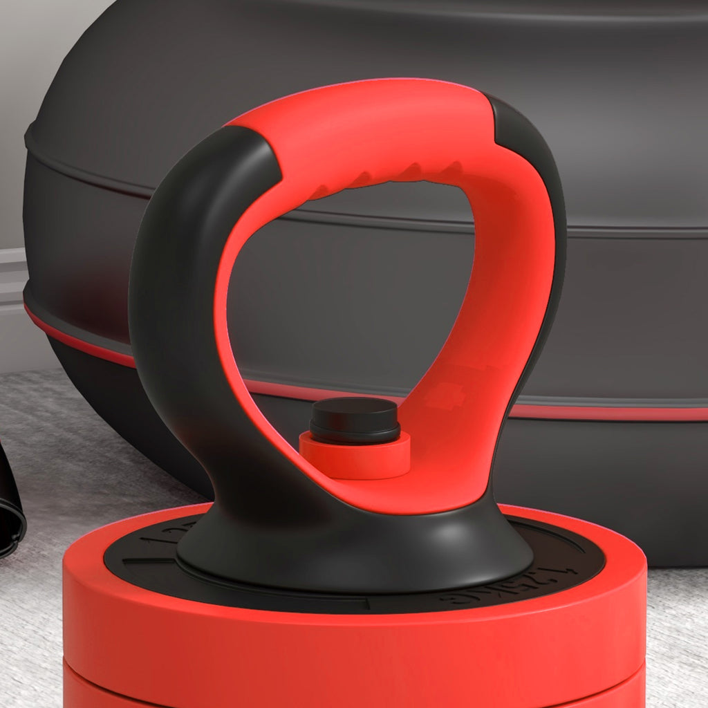SPORTNOW Set Pesi da Palestra 4 in 1 da 20kg, in Kettlebell umwandelbar, 2 Hanteln, Langhantel und Liegestützgriff, Rot