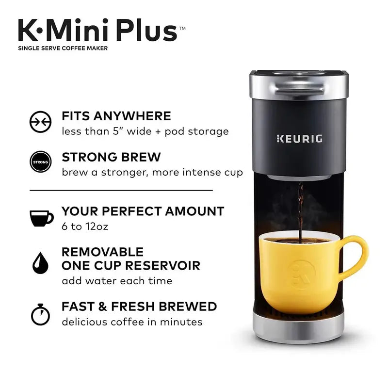 Keurig K-Mini Plus Single-Serve Coffee Maker – Compact Brew System with Strong Brew Option
