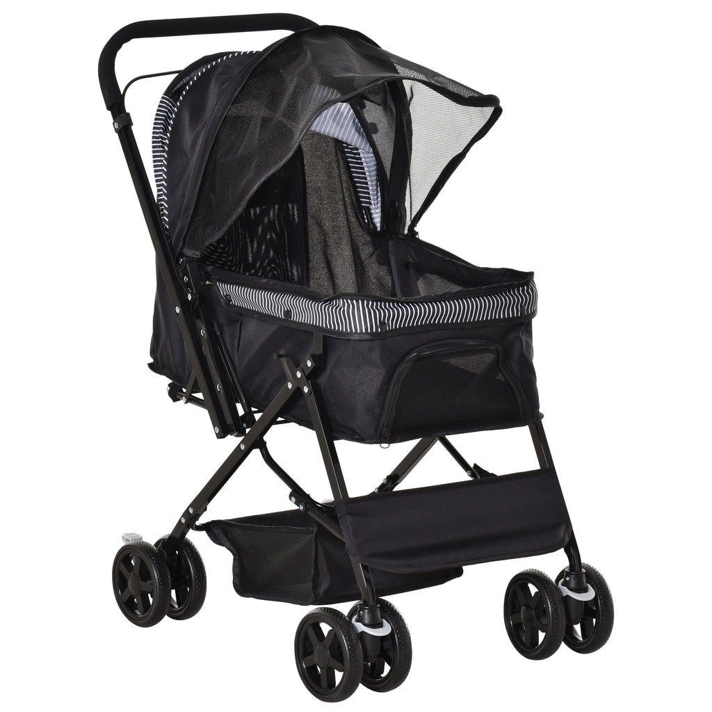 PawHut Hundebuggy Hundewagen Buggy für kleine Hunde und Katzen Haustierwagen Pet Stroller Katzenbuggy Oxford Schwarz 76,5 x 52 x 95 cm