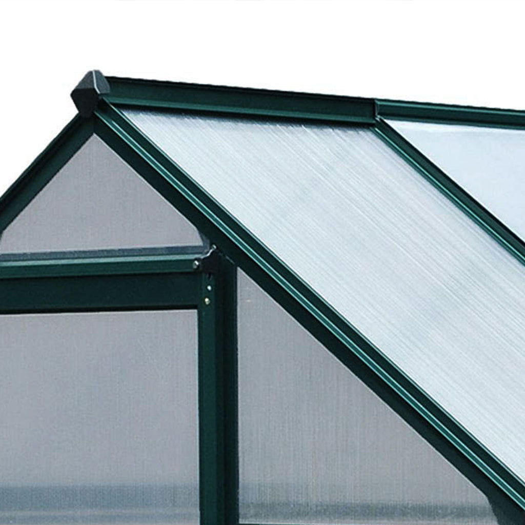 Outsunny Gewächshaus mit Dachfenster Aluminium Treibhaus 190 cm x 132 cm x 201 cm Grün + Transparent