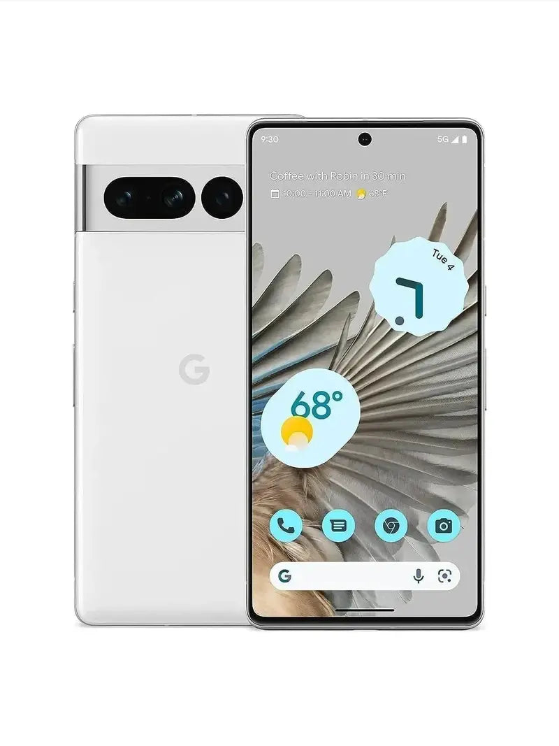 Google Pixel 7 Pro Unlocked 5G Smartphone – Snow Finish, 128GB Storage, Telephoto & Ultra-Wide Cameras, All-Day Battery