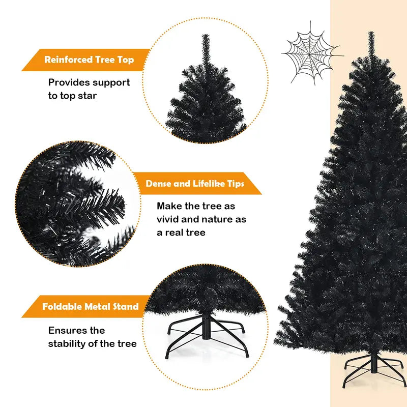 Halloween-Themed Hinged Artificial Tree with Sturdy Metal Stand