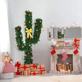 Pre-Lit Cactus-Themed Artificial Christmas Tree – Festive LED Illuminated Design with Ornaments