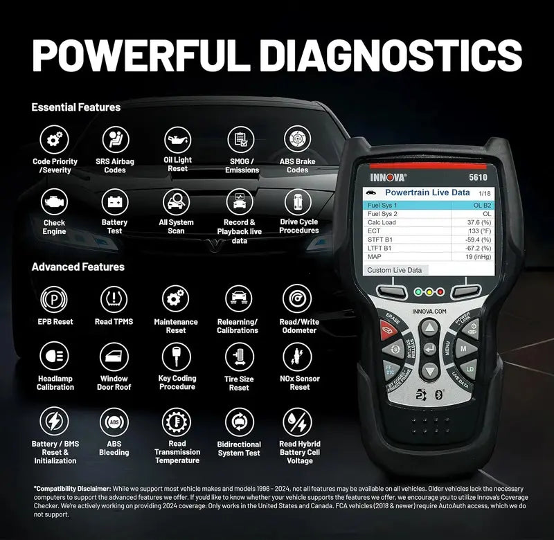 Innova 5610 OBD2 Scan Tool – Bidirectional Diagnostic Scanner with Lifetime Software Updates & Technical Support