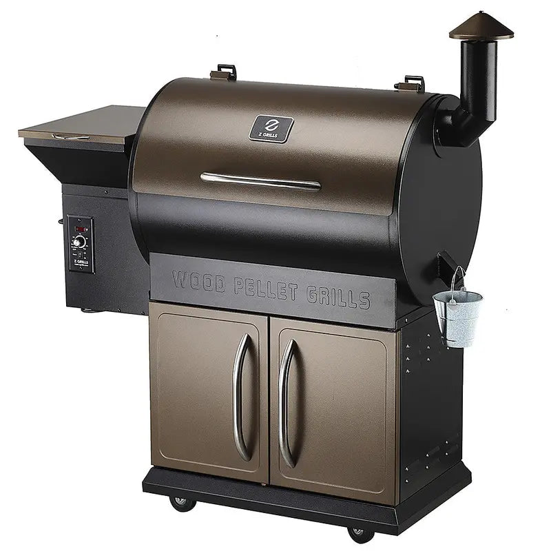 Z Grills ZPG-700D – Wood Pellet Grill and Smoker with Cabinet Storage 694 sq. in.  – Bronze
