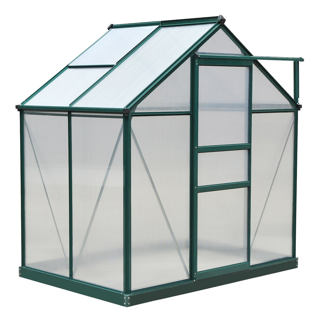 Outsunny Gewächshaus mit Dachfenster Aluminium Treibhaus 190 cm x 132 cm x 201 cm Grün + Transparent