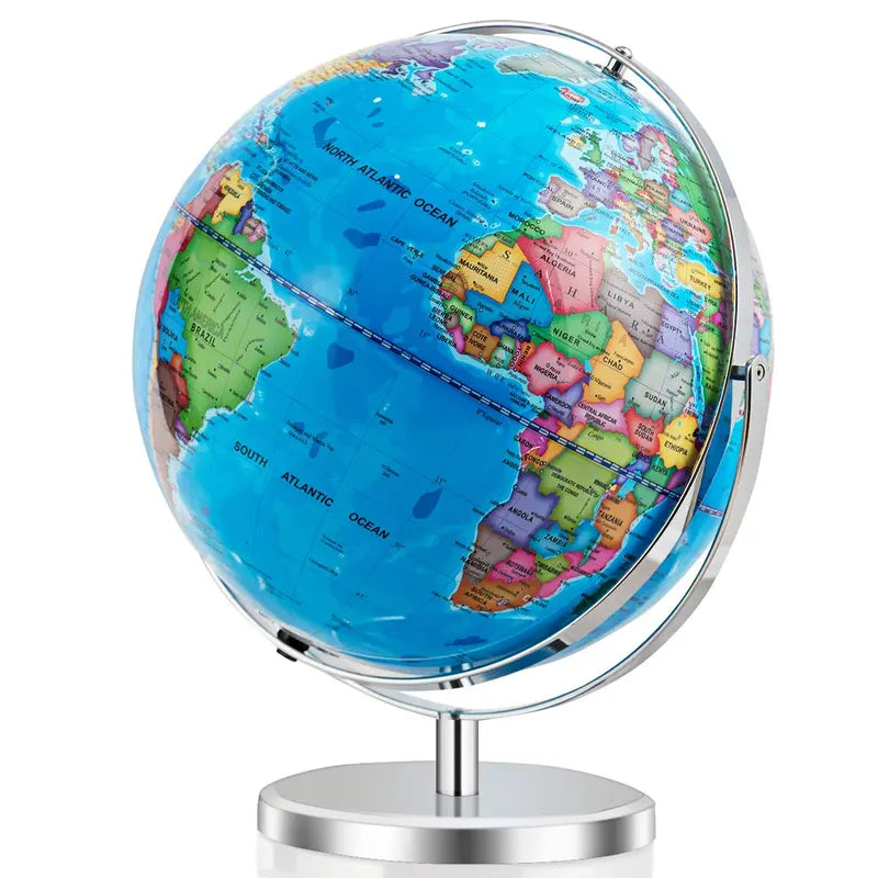 Illuminated Desktop World Globe — Educational LED-Lit Geographic Model