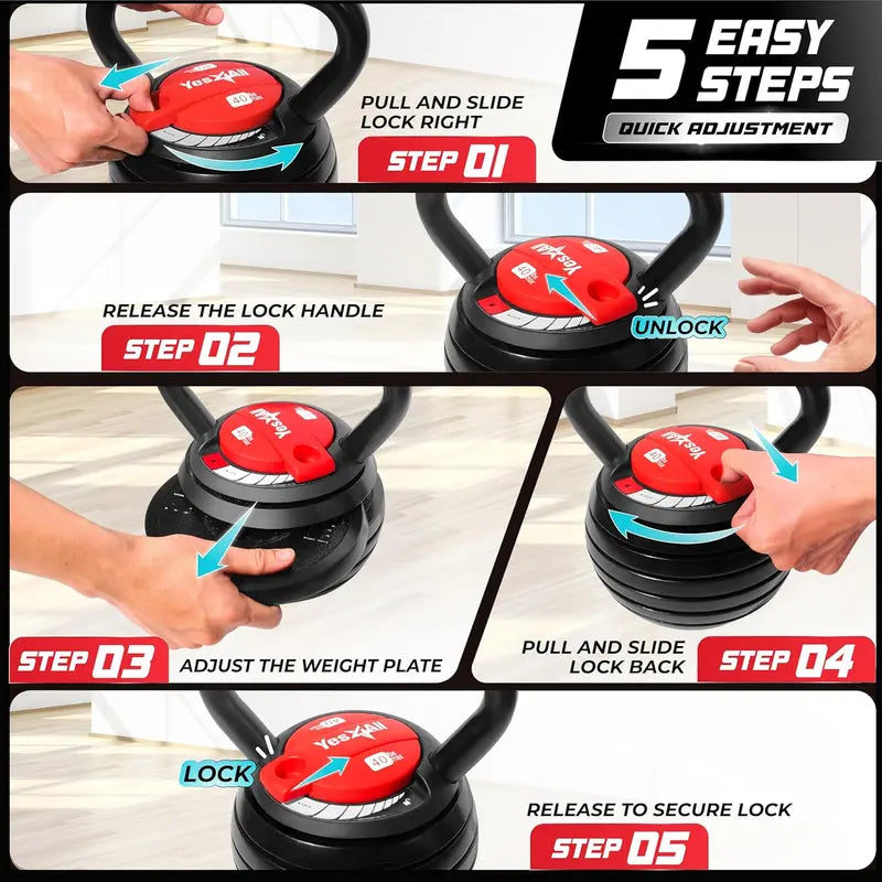 Yes4All Adjustable Kettlebell System – Modular Weight Set with Interchangeable Handles & Grips for Versatile Strength Training