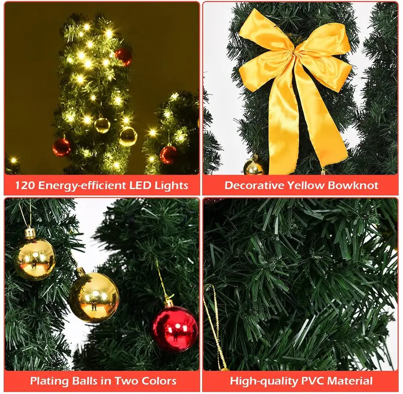 Pre-Lit Cactus-Themed Artificial Christmas Tree – Festive LED Illuminated Design with Ornaments