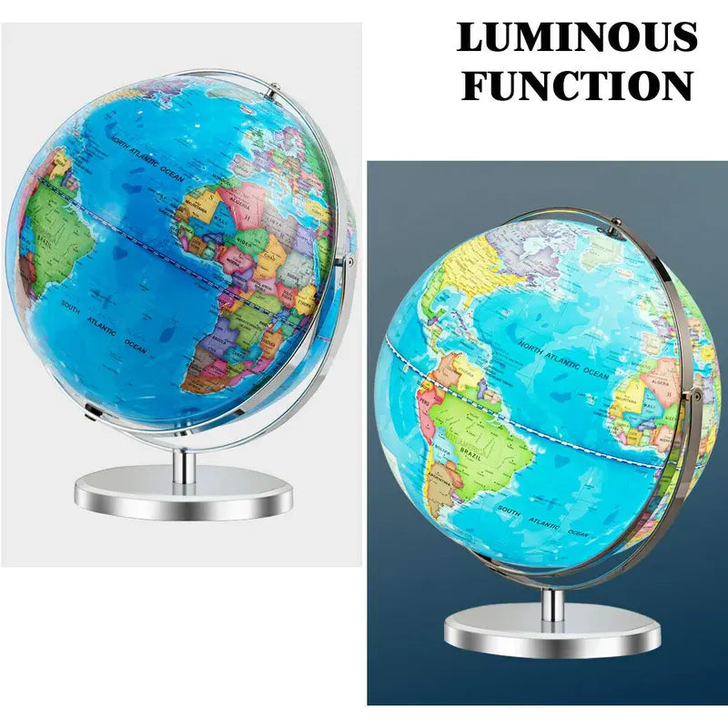 Illuminated Desktop World Globe — Educational LED-Lit Geographic Model