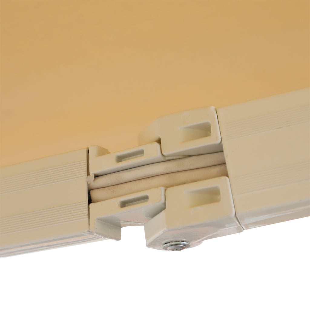 Outsunny Markise, Sonnenschutz, einfahrbar, mit Handkurbel, Metallrahmen, Polyester, Weiß+Beige, 3,95 x 2,45 m