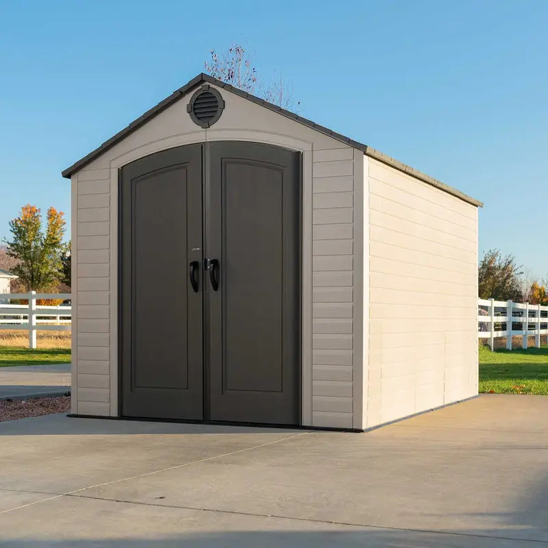 Lifetime 8′ x 10′ Outdoor Storage Shed – Durable Polyethylene Structure with Lockable Doors & Ventilation