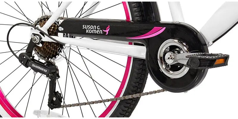 Kent Bicycles Susan G. Komen 24″ Multi-Speed Cruiser Bike for Girls, Pink/White/Black
