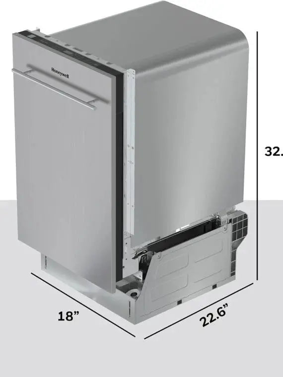 Honeywell 18″ Built-In Dishwasher – 8-Place Setting Capacity, 6 Wash Cycles, Stainless Steel Tub & ENERGY STAR Certified