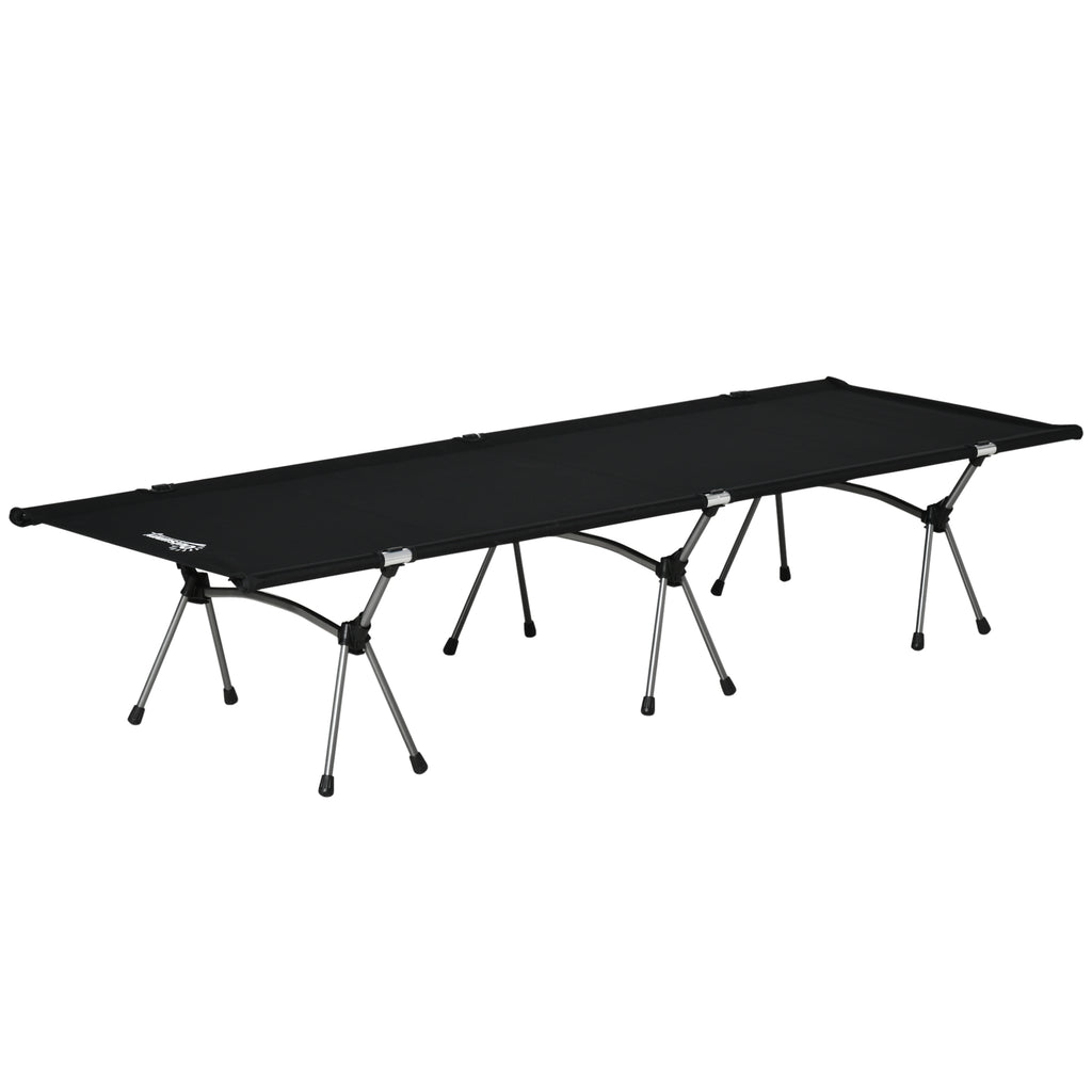 Outsunny Campingbett Klappbar Aluminium Feldbett Klappbett mit Tragetasche höhenverstellbar bis 150 kg belastbar Oxford Schwarz 190 x 65 x 38 cm